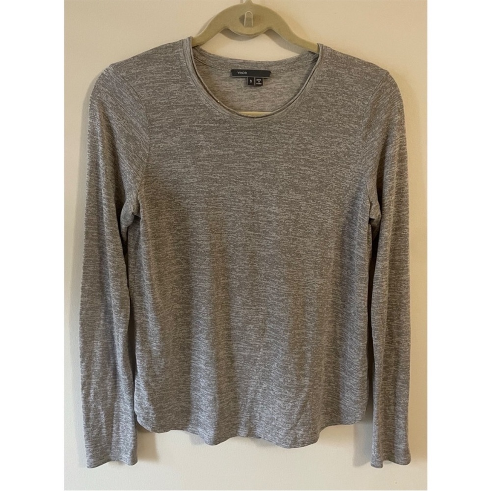 Vince Grey Metallic Long Sleeve Crew Neck Small